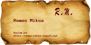 Remes Miksa névjegykártya